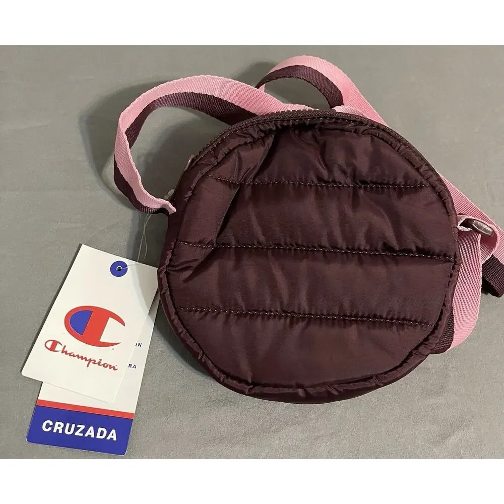 NWT Champion Quilted Crossbody Bag Maroon Pink Adjustable Strap